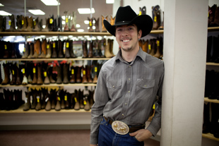 Perry Kearnes is only one month into his first job, ever. He chose to work at Lanston’s Western Wear 
in Midwest City, OK because he always wore this type of clothing and it seemed a natural fit.