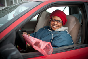Linda Freeman has been in the newspaper delivery business for 42 years.  
‘I like to get up early’ she said, ‘you get your work done and the rest of the day is yours’