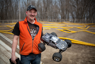 Bill Garrison of Trivoli, IL is spending the afternoon with his family driving their remote control cars at
 RiverCity Raceway RC Track in Detweiler Park. He said it is harder than it looks but is a lot of fun.