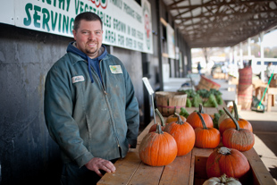 Adam Schaer has worked with his dad on the farm his whole life. Now he has his own pumpkin farm, Hilly Lane Pumpkins.  There is a hint of pride in his voice when he says, ‘we only sell what we raise’.