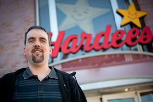 David Weihe recently located to St. Louis which just happens to be the location of Hardee's corporate headquarters. 
He's a life-long super fan and used to have to drive over 200 miles to get a Thickburger.