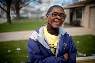 Shirley Wells works with Advocates for Access, the group helps the disabled to stay independent. Today her group has partnered with His Helping Hands, Community Foundation of Central Illinois and lots of volunteers to build 10 wheelchair ramps at the homes of disabled people in 10 different communities in and around Peoria.