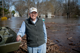 Jim Baldwin and his family began sand bagging and moving belongings from their house on Friday.  
The good news is that the house was lifted in 1980 after the flood in ’79, so only the basement and garage had to be cleared. 
He understood the risk of living near the river, ‘if you are going to be down here, you’re going to get flooded’ he said.