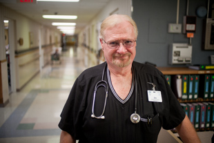 Jim Cohenour of Pekin is a Restorative Nurse at Heritage Health in Chillicothe.
 He has been getting people out of wheelchairs and getting them moving for more than 20 years.