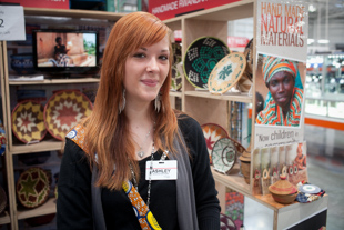 Ashley Fogle is a temp worker selling Rwanda Baskets. She says she has a passion for art and for helping ladies in need. 
‘If I can help by selling just one basket or even by just getting the word out, that makes me happy’ she said.