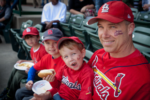 Frank Bevirt and his sons, Landon, Jacob and Cooper were on hand today as the Peoria Chiefs 
officially signed with the St. Louis Cardinals.  Originally from St. Louis, he is very excited about the new affiliation.