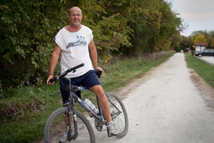 Bart Funderburk on a ride from Alta to Princeville and back, something he does 3 times a week.  He says he likes the Rock Island Trail Park because it is a safe place to ride.