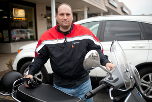 Michael Toliver has ridden his Vespa every day for the last four months.  At 60MPG the fuel savings is a big reason he rides.
 He also enjoys the fresh air, though admits when winter arrives he will be in the car more often.